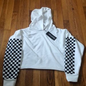 NWT BooHoo Cropped Checkered Hoodie